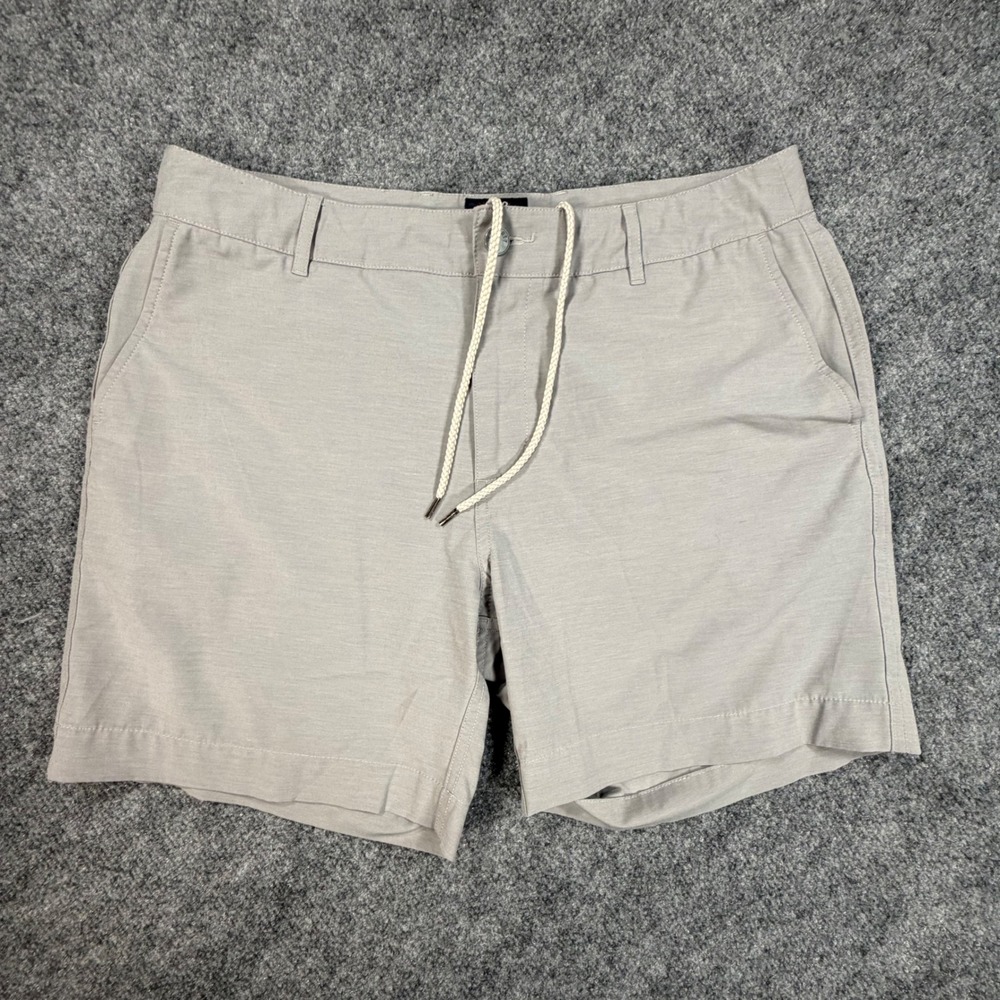 Faherty All Day Shorts Mens 34 Gray Solid Hybrid Stretch Performance Casual 1080